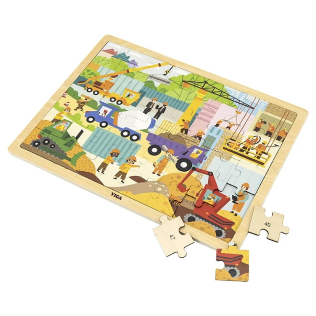 Puzzle din lemn "Șantier" 48 elem.