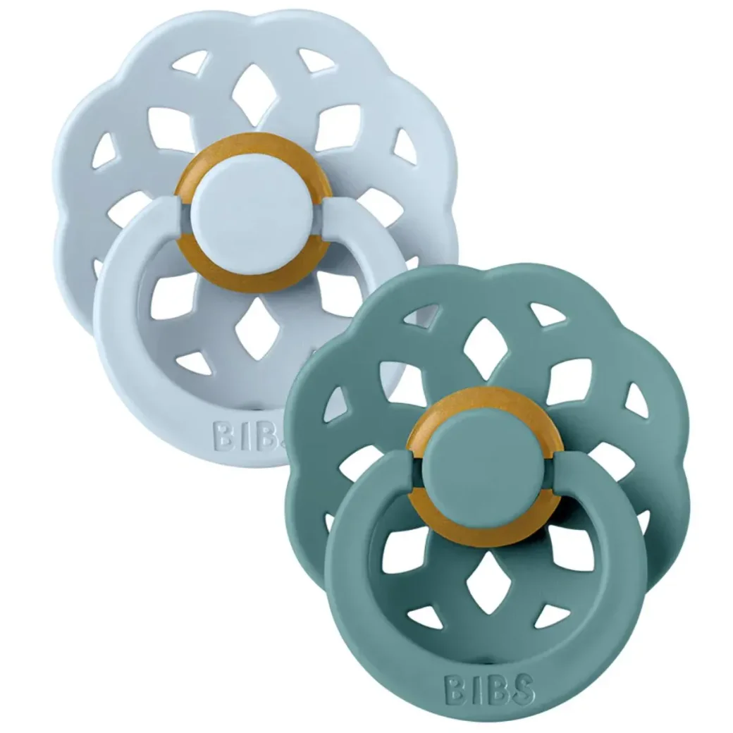 Set 2 suzete rotunde din latex BIBS Boheme Baby Blue/Island Sea (0-6 luni) foto