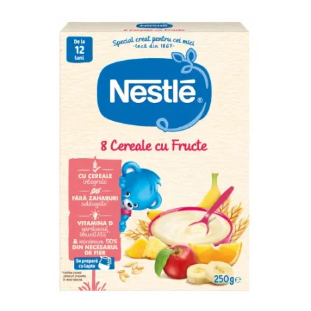 nestle terci 8 cereale si fructe fara lapte 250 gr. (12 m+)