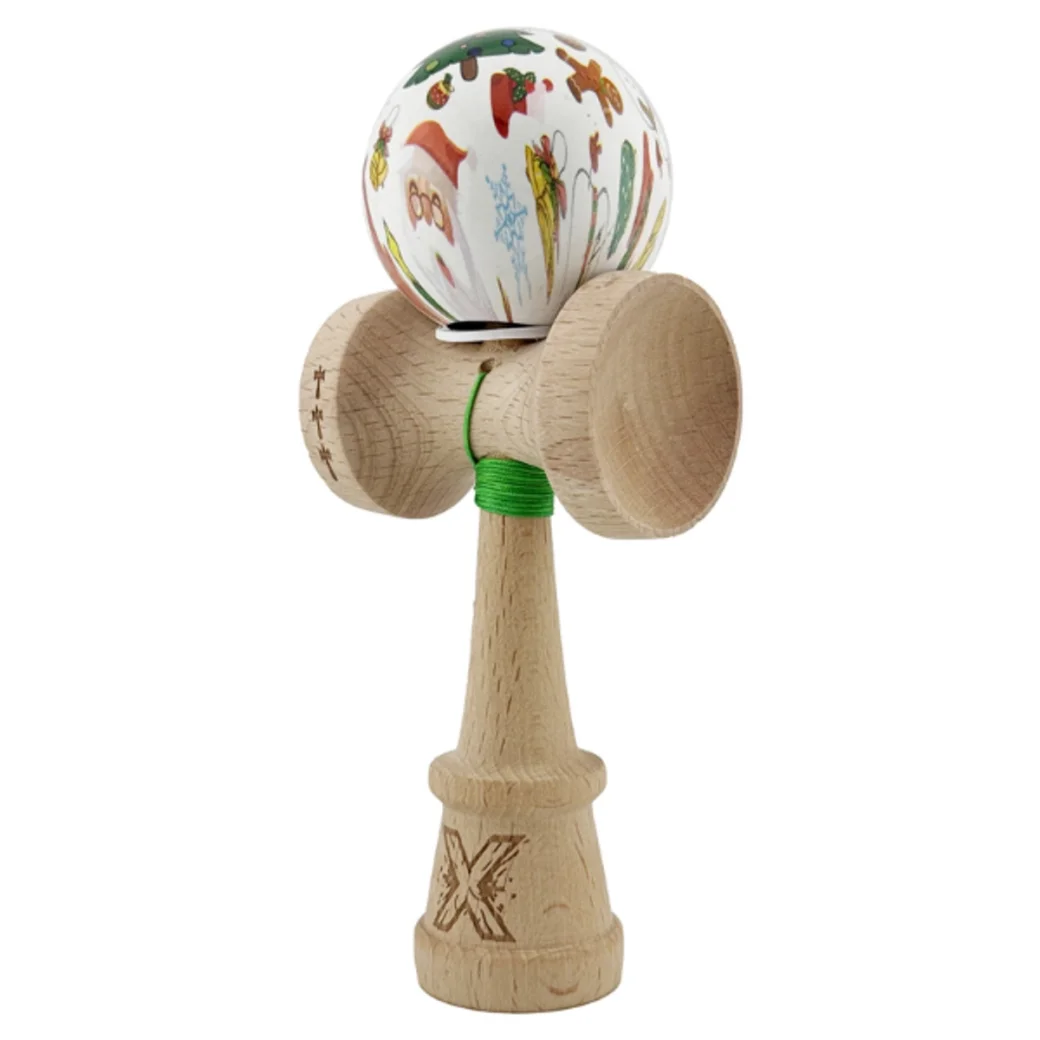 "Kendama X Original: Xmass Party", Профессиональная, Flippy, Металлический Стержень, Веревка 55 см, Большие чашки, 7.5 x 6 x 18 см
