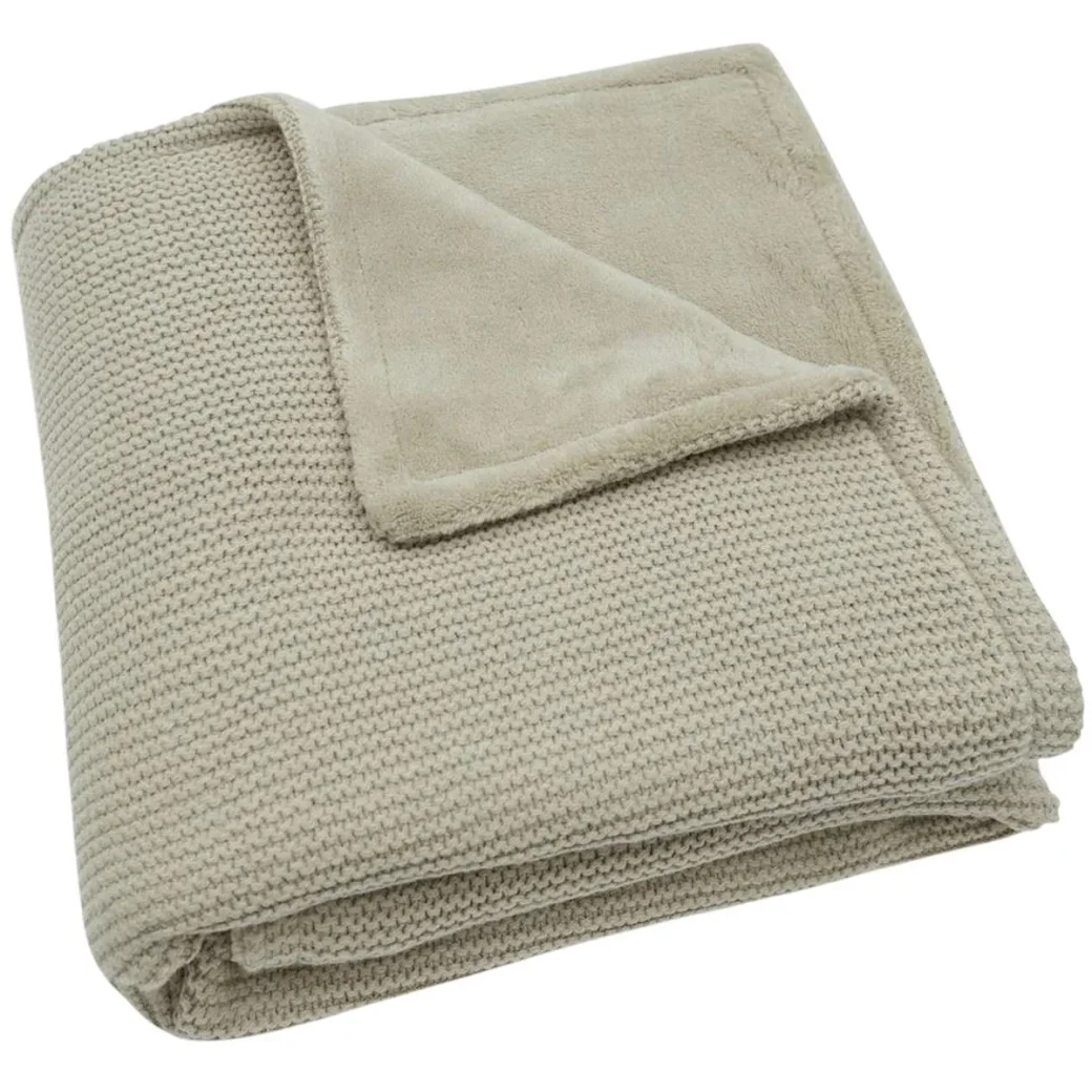 Paturica Jollein Basic Knit Olive Green/Fleece, 75x100 cm
