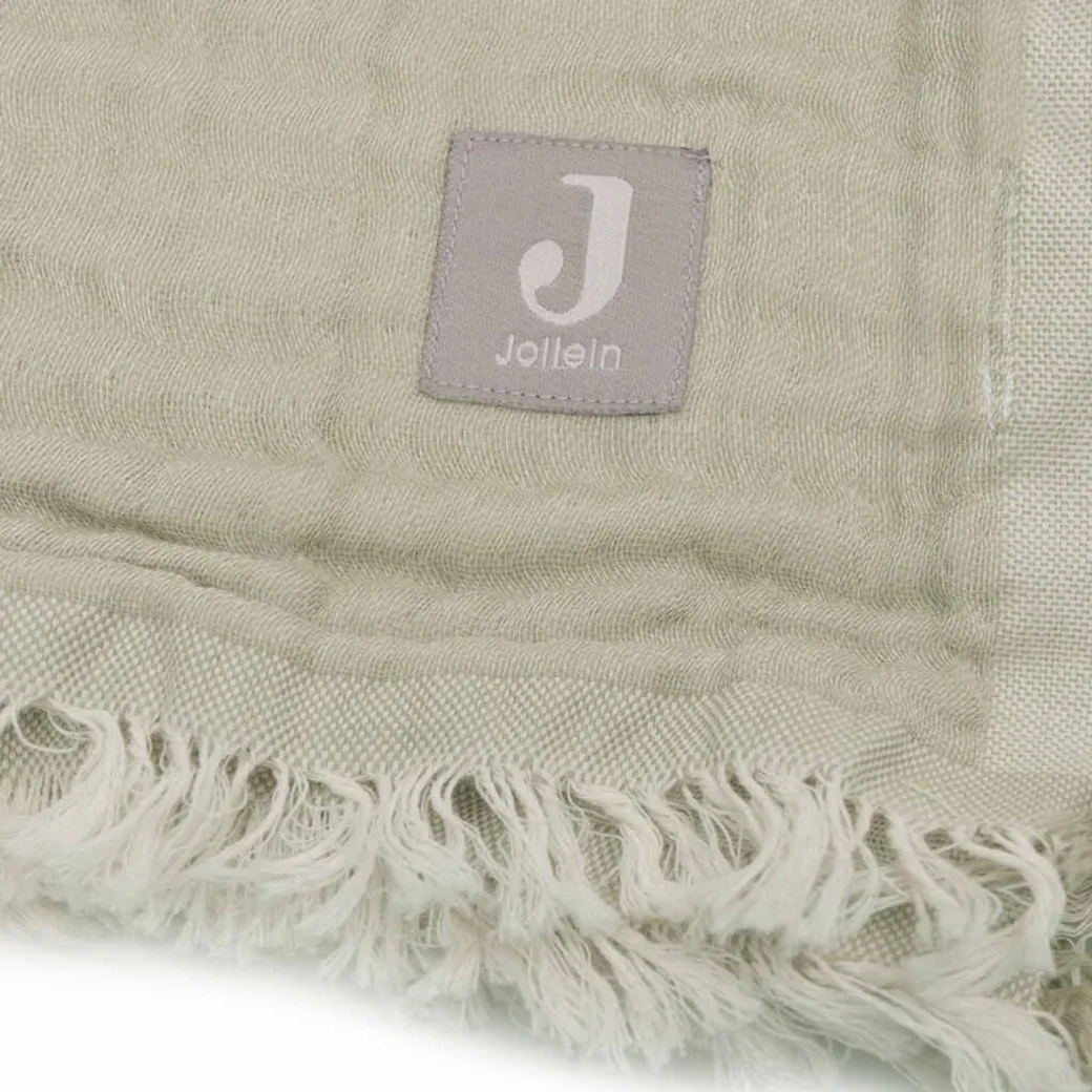 Плед Jollein Fringe Olive Green/Ivory GOTS, 120x120 см