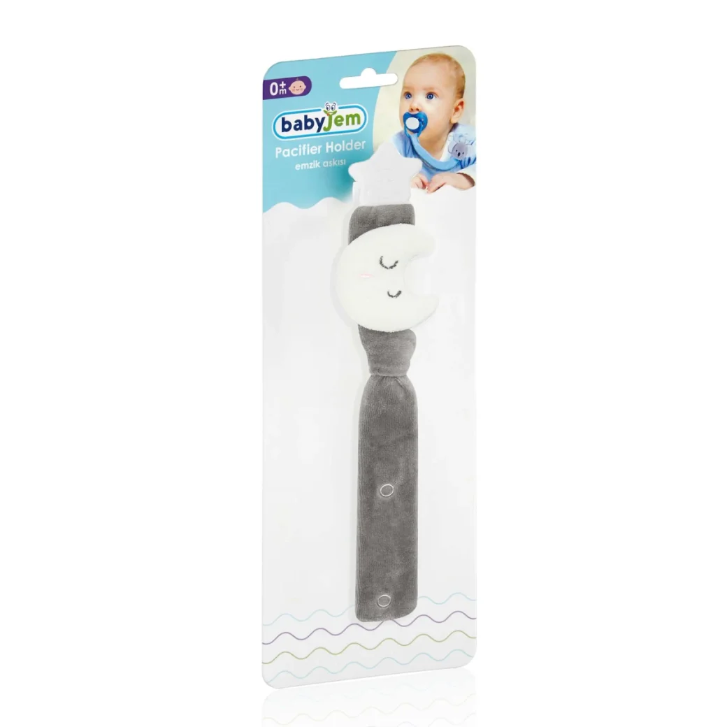 Lant pentru suzeta din material textil cu steluta BabyJem Gri