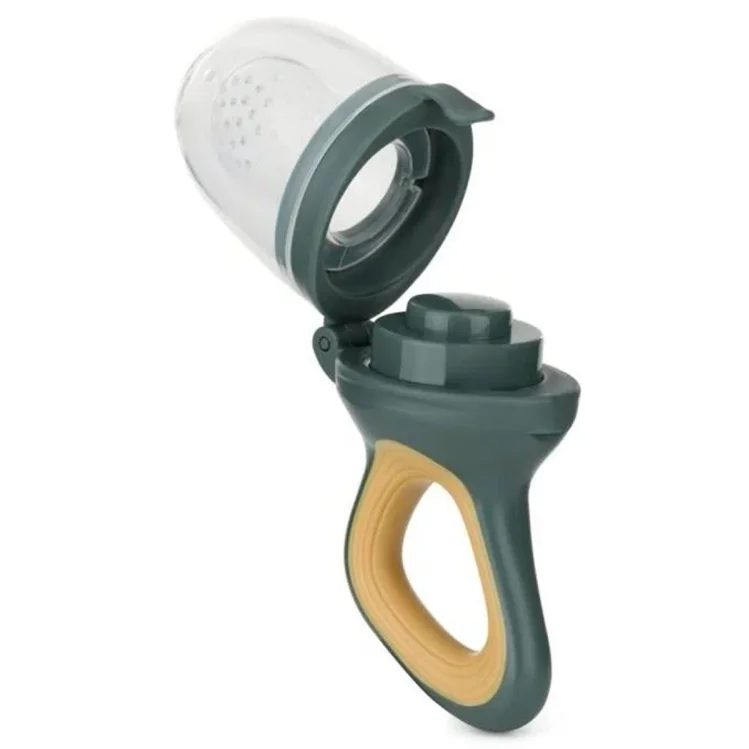Dispozitiv pentru mancare (Nibler) din silicon Petite&Mars Fruzi Green/Ochre (6+ luni)