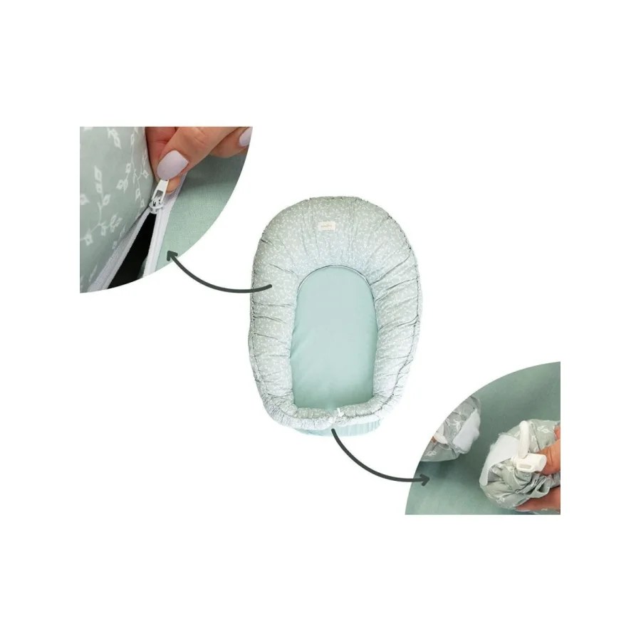 BABYJEM Saltea reductor 5 in 1 BabyNest Cushion Green Flower