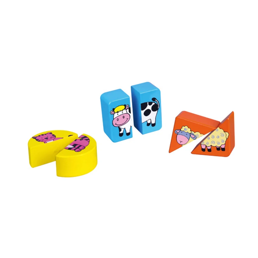 Puzzle-sorter din lemn "Animalele de la fermă"