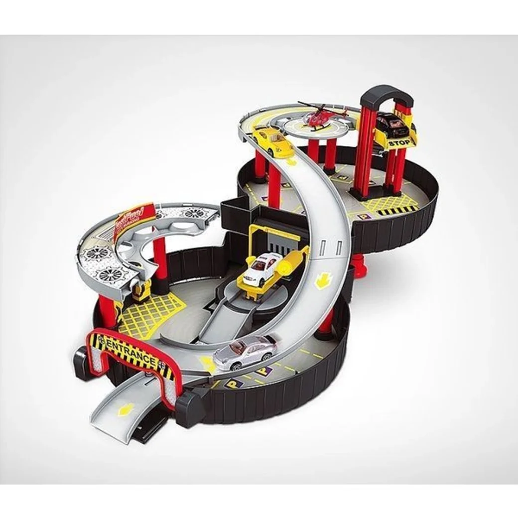 Wheel Track Station (w/ diecast: 2 cars, 1 helicopter) - Small