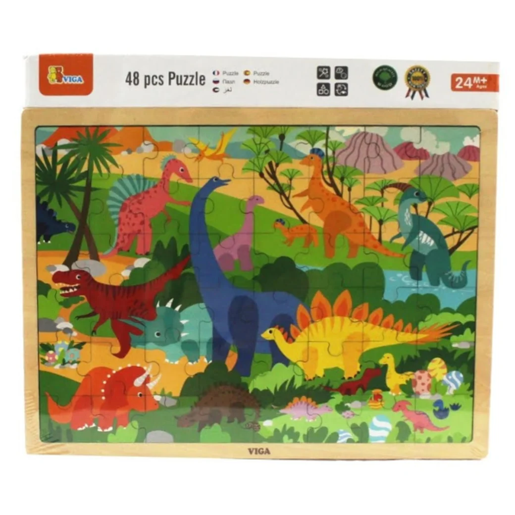 Puzzle din lemn "Dinozauri" 48 elem.