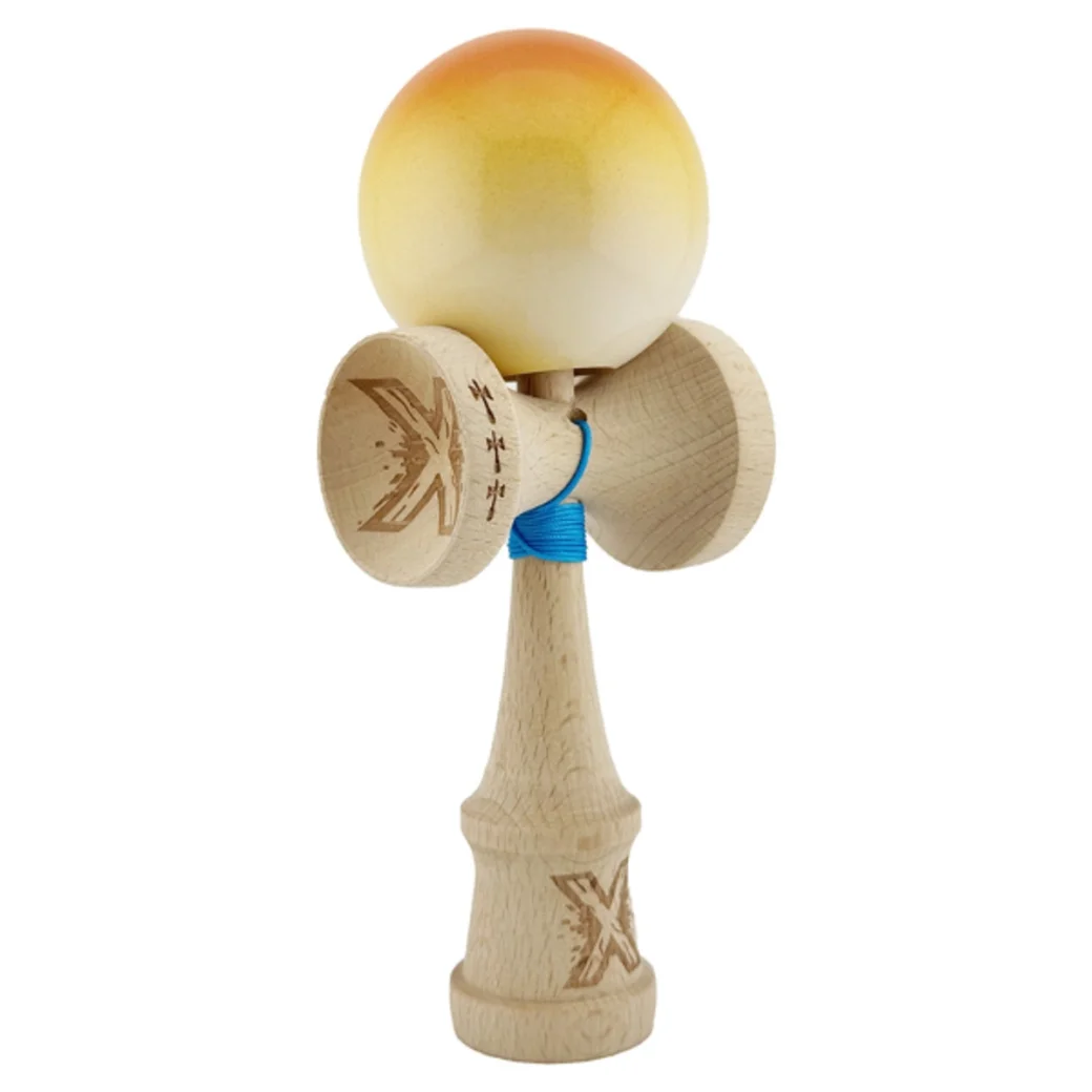 "Kendama Flippy X Original", profesională, 7 х 6 х 18 cm, ața 55 cm,cupe mari, galben-portocaliu