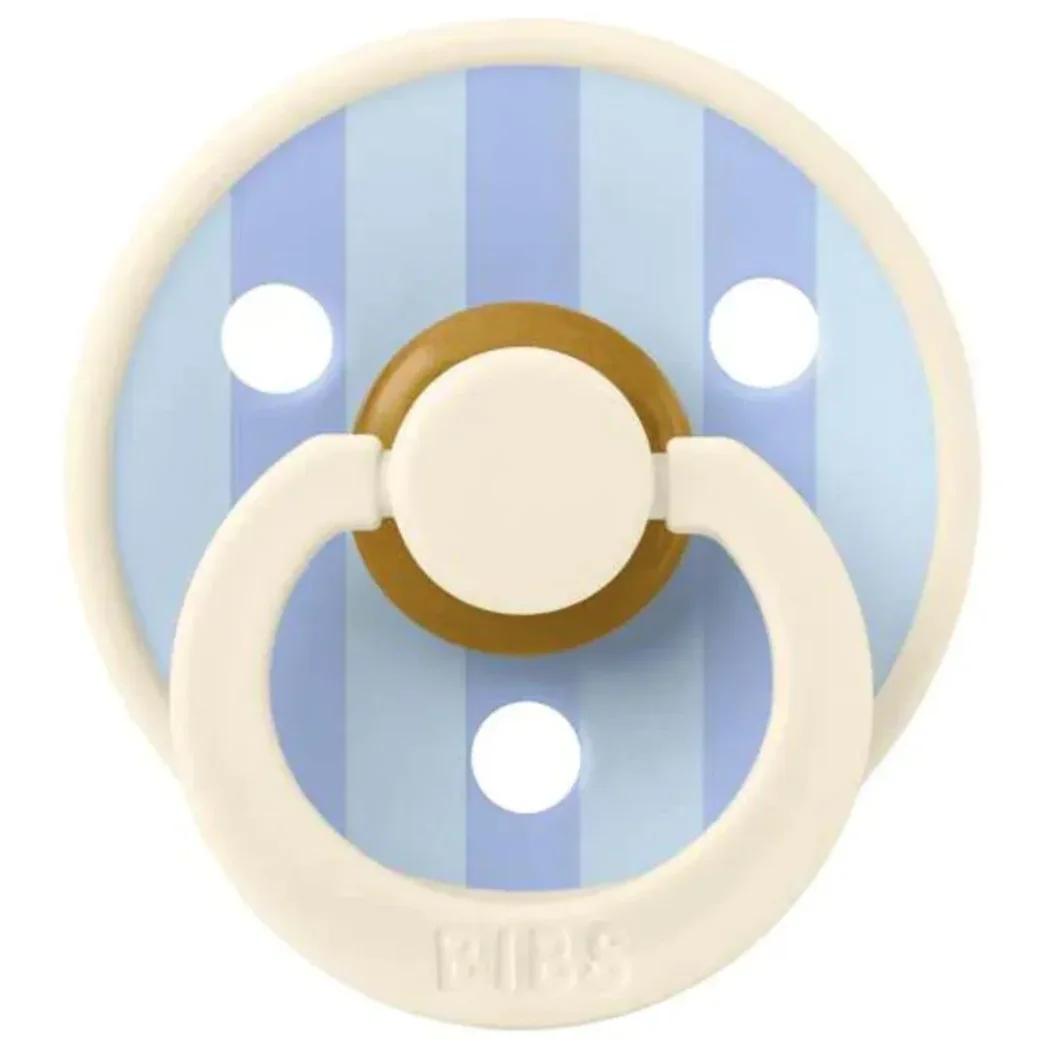 Пустышка круглая латексная BIBS Studio Colour Block - Ivory/Dusty Blue (0-6 мес.) foto