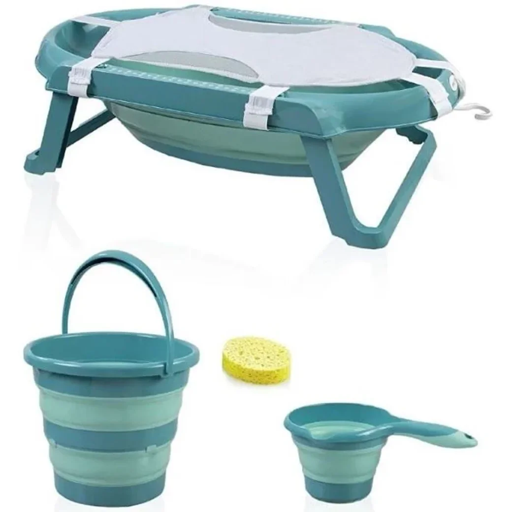 BABYJEM Set de baie pliabil Turcuaz, 5 piese
