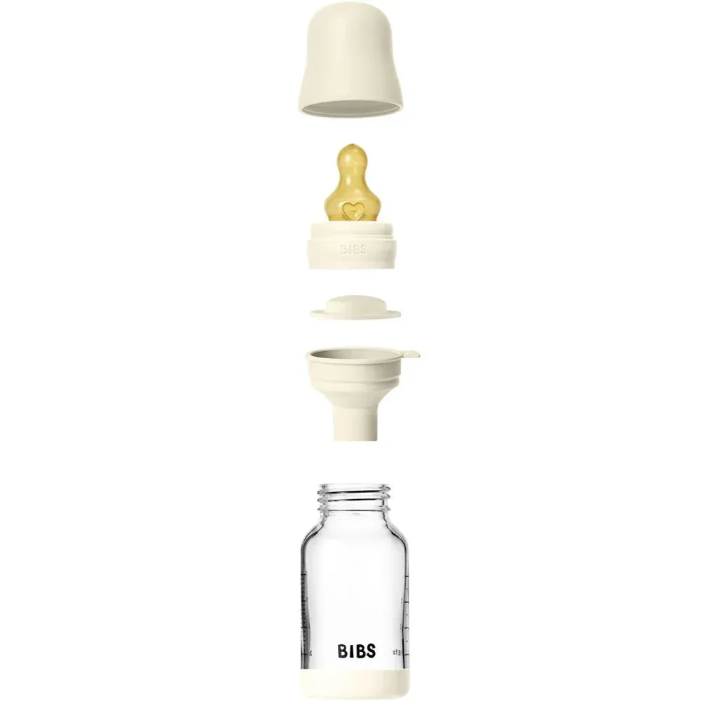 Biberon din sticla anticolici BIBS Ivory cu tetina din latex 0+ luni, 120 ml foto