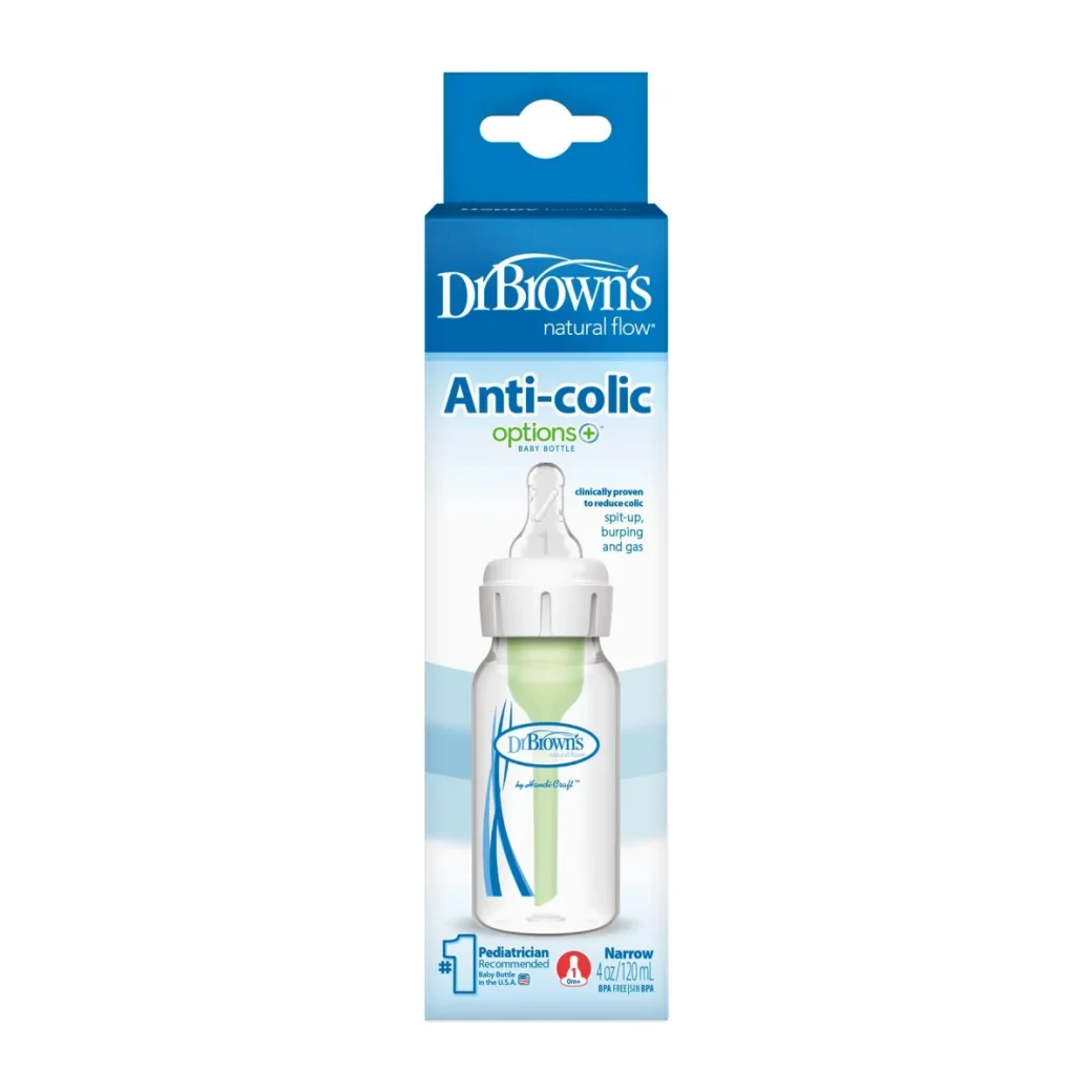 Biberon cu gat ingust Anti-Colic Dr. Brown's Options+, 120 ml