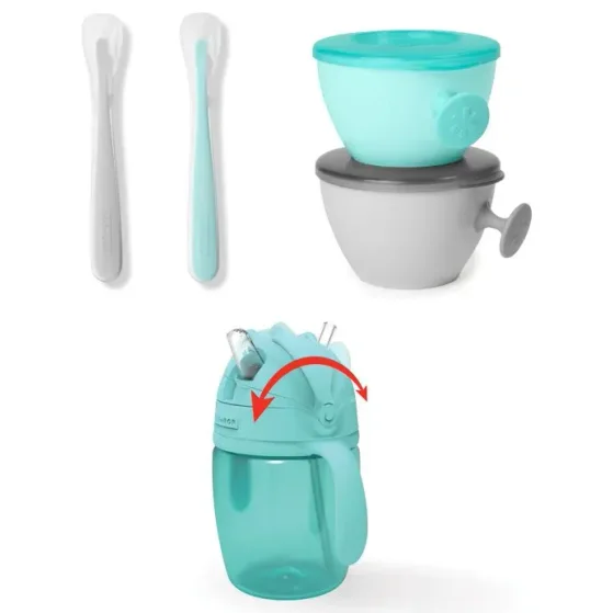 Set de hranire Skip Hop Easy-Feed (sticla cu pai, 2 lingurite, 2 boluri ergonomice) foto
