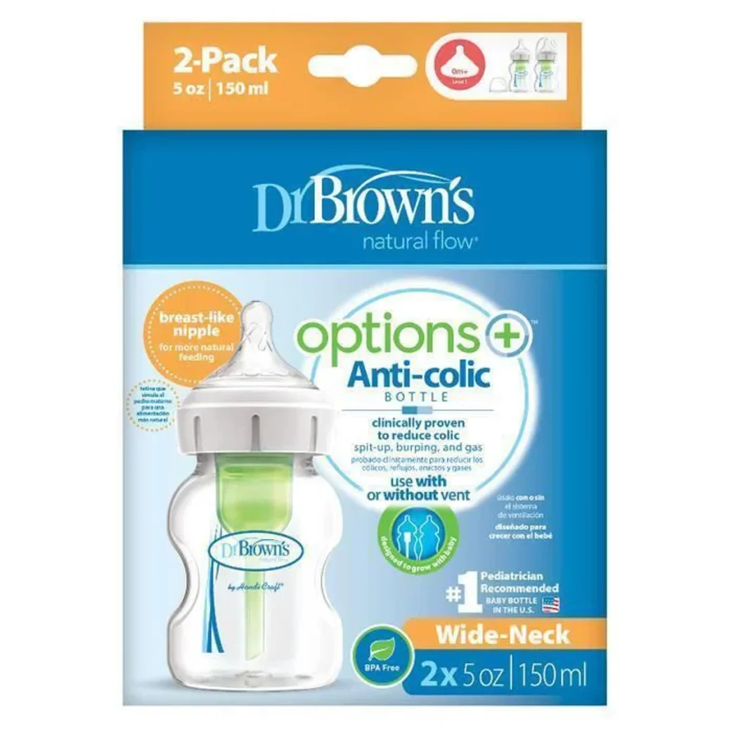 Набор из 2 бутылочек с широким горлом Dr. Brown's Options+, 150 мл