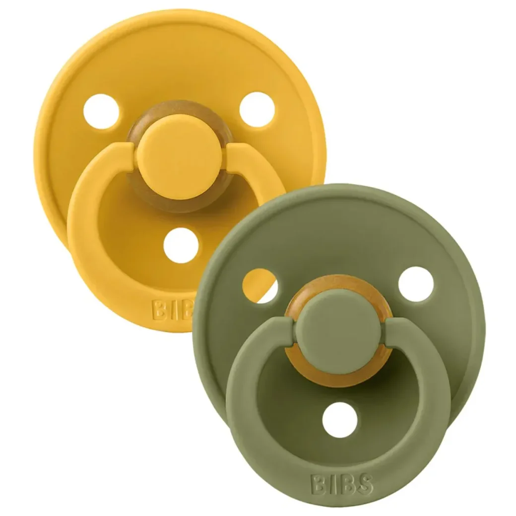 Set 2 suzete rotunde din latex BIBS Colour Honey Bee/Olive (6-18 luni) foto