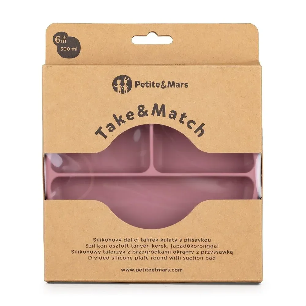 Силиконовая тарелка с отделениями Petite&Mars Take&Match Dusty Rose foto