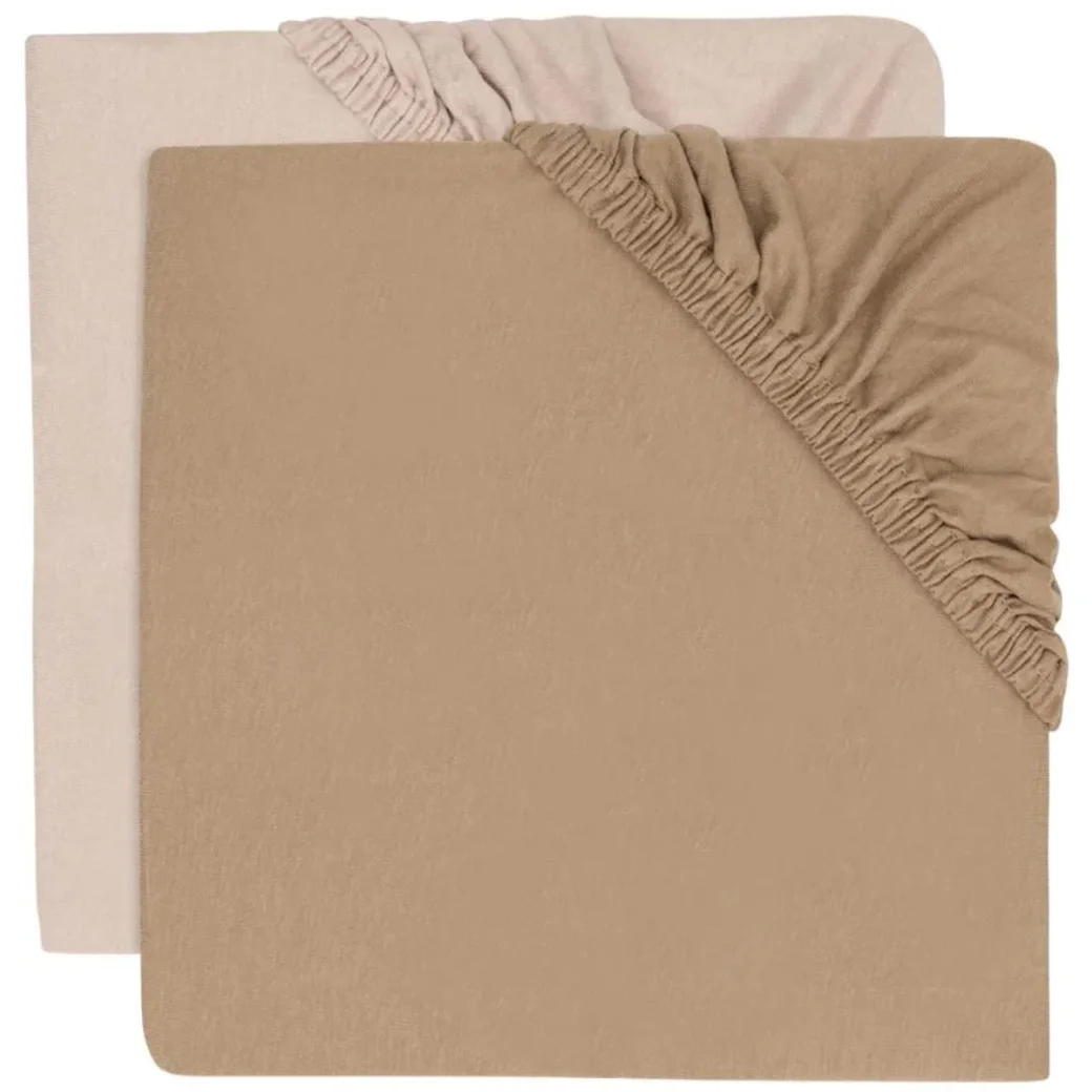 Cearsaf cu elastic Jollein Jersey Wild Rose/Biscuit, 120x60 cm, 2 buc.