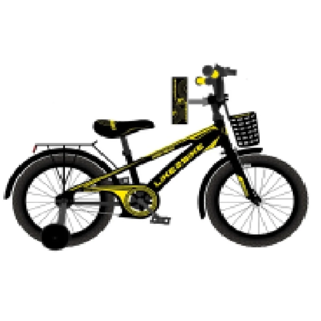BICICLETĂ 20" Negru + galben (cadru oțel, frînă de mînă)