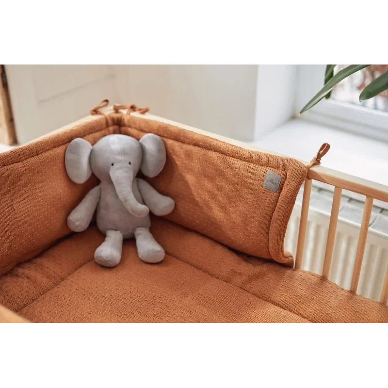 Aparator lateral pentru patut Jollein Bliss Knit Caramel, 180x35 cm foto