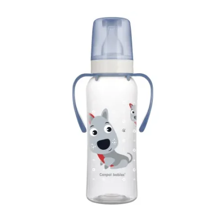 canpol 11/845 Бутылочка с ручкой "happy animals" 250мл. (12+)