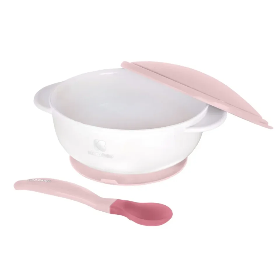 Миска с присоской и ложкой с датчиком температуры KikkaBoo Pink foto