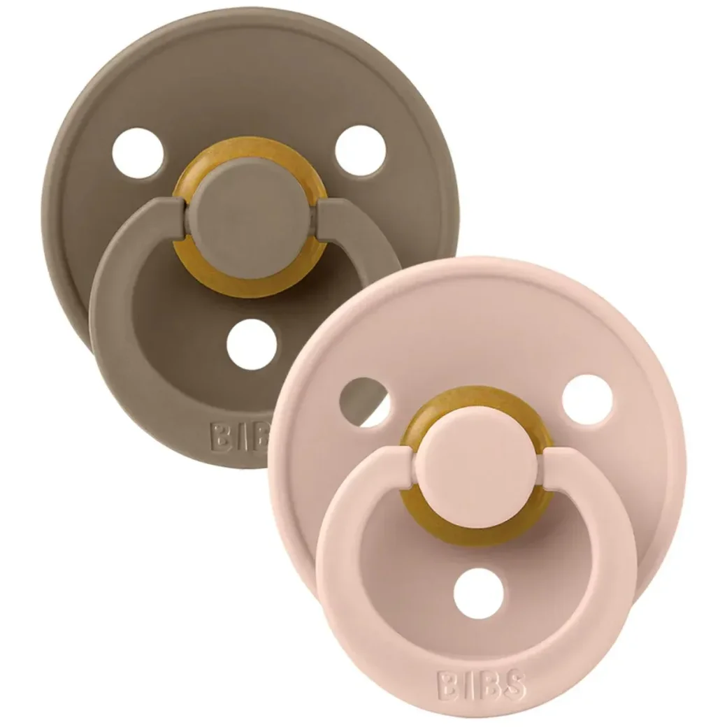 Set 2 suzete rotunde din latex BIBS Colour Dark Oak/Blush (6-18 luni) foto