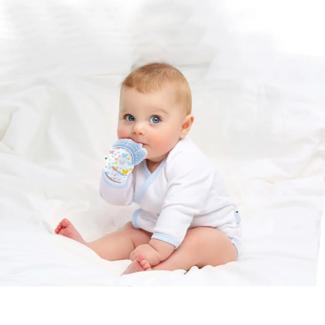 Manusa bebelusi pentru dentitie BabyJem Scratch Gloves Albastra