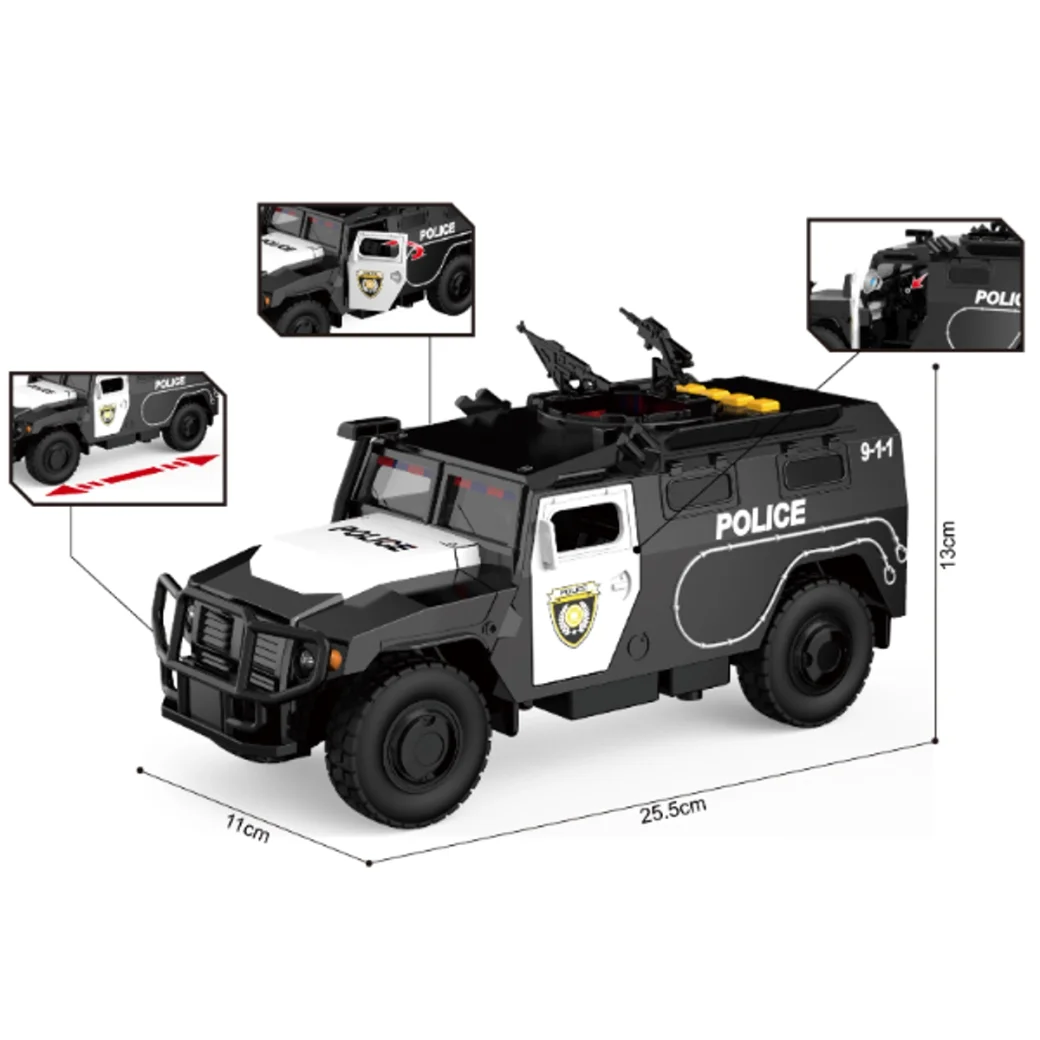 1:16 Jeep de poliție cu inerție (lumini /sunete / ușile se deschid)