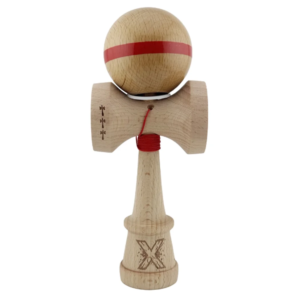 «Kendama Super Sticky X Original», rulment metalic, ața 62/65 cm, King size 7.5 x 6 x 18 cm, roșu