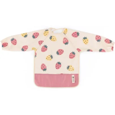 Baveta impermeabila cu maneci Petite&Mars Ben Beige Strawberries foto