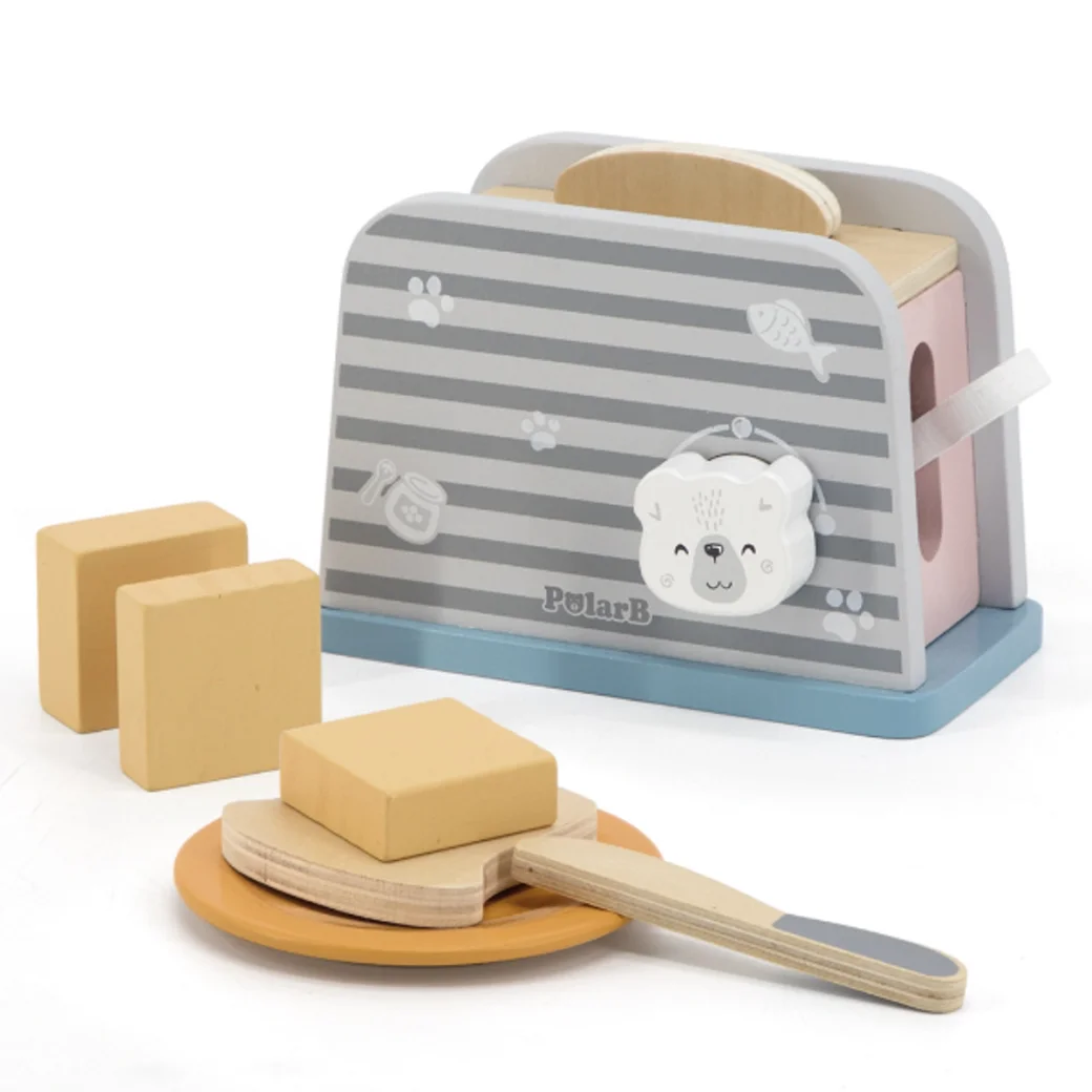 Set de joaca din lemn "Mic dejun cu toaster", 8 piese
