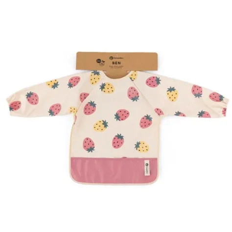 Baveta impermeabila cu maneci Petite&Mars Ben Beige Strawberries foto