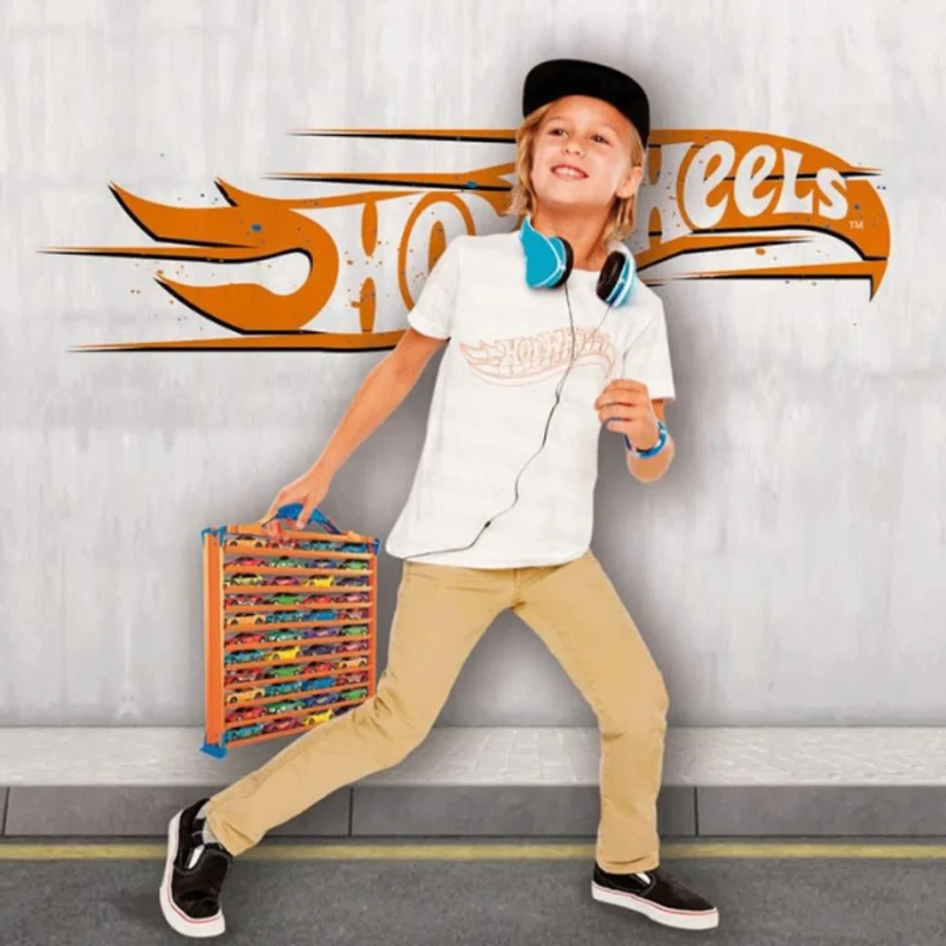 Hot Wheels Портативный гараж-кейс с дорожками для хранения 44 машинок