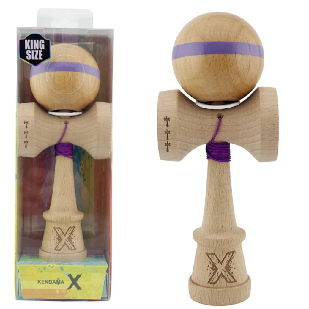 "Kendama Super Sticky X Original", металлический стержень, веревка 62/65 см, King size 7.5 x 6 x 18 см, фиолетовая