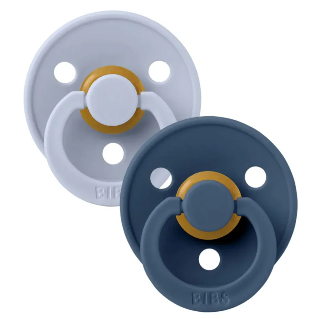 Set 2 suzete rotunde din latex BIBS Dusty Blue/Steel Blue (0-6 luni) foto