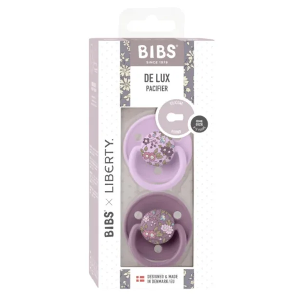 Set 2 suzete rotunde din silicon BIBS LIBERTY De Lux Chamomile Lawn - Mauve Mix (0-36 luni) foto