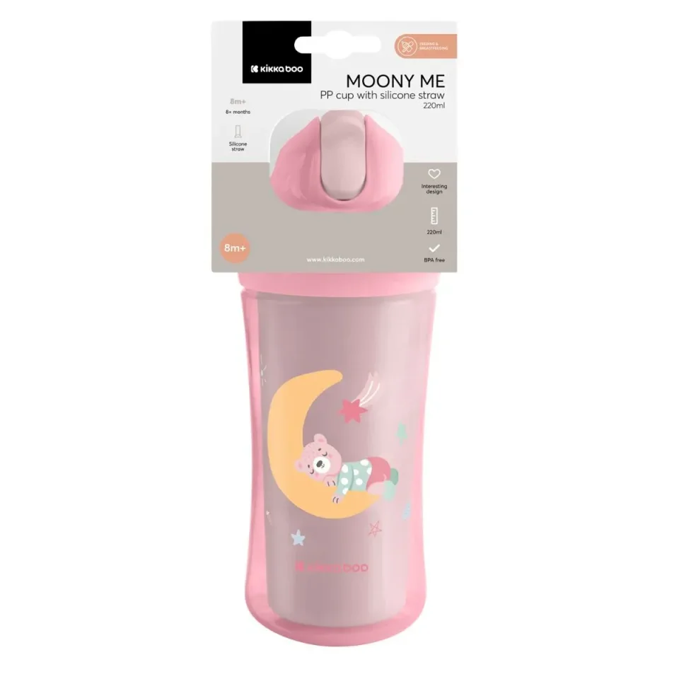 Поильник с трубочкой KikkaBoo Moony me Pink, 220 мл foto