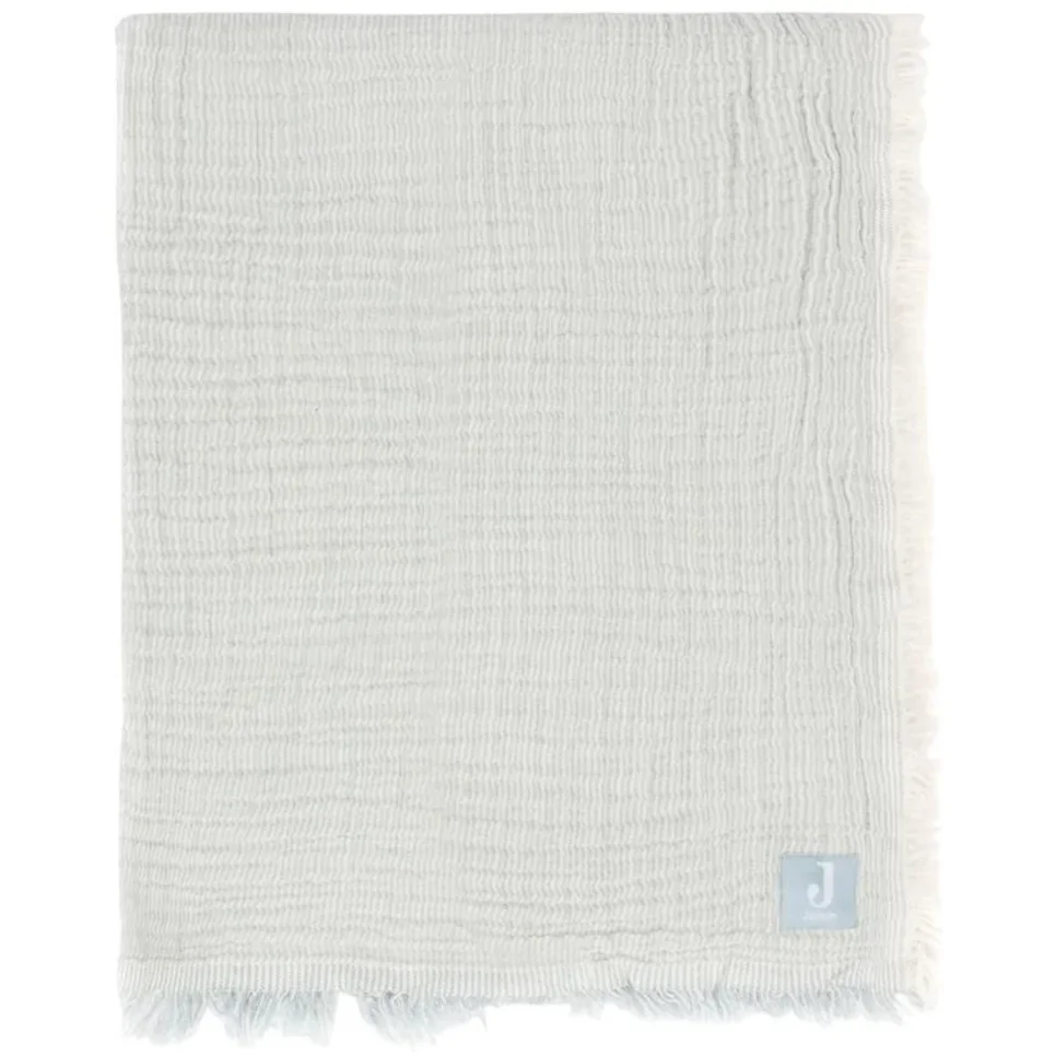 Плед муслиновый Jollein Fringe Stripe Sea Green GOTS, 75x100 см