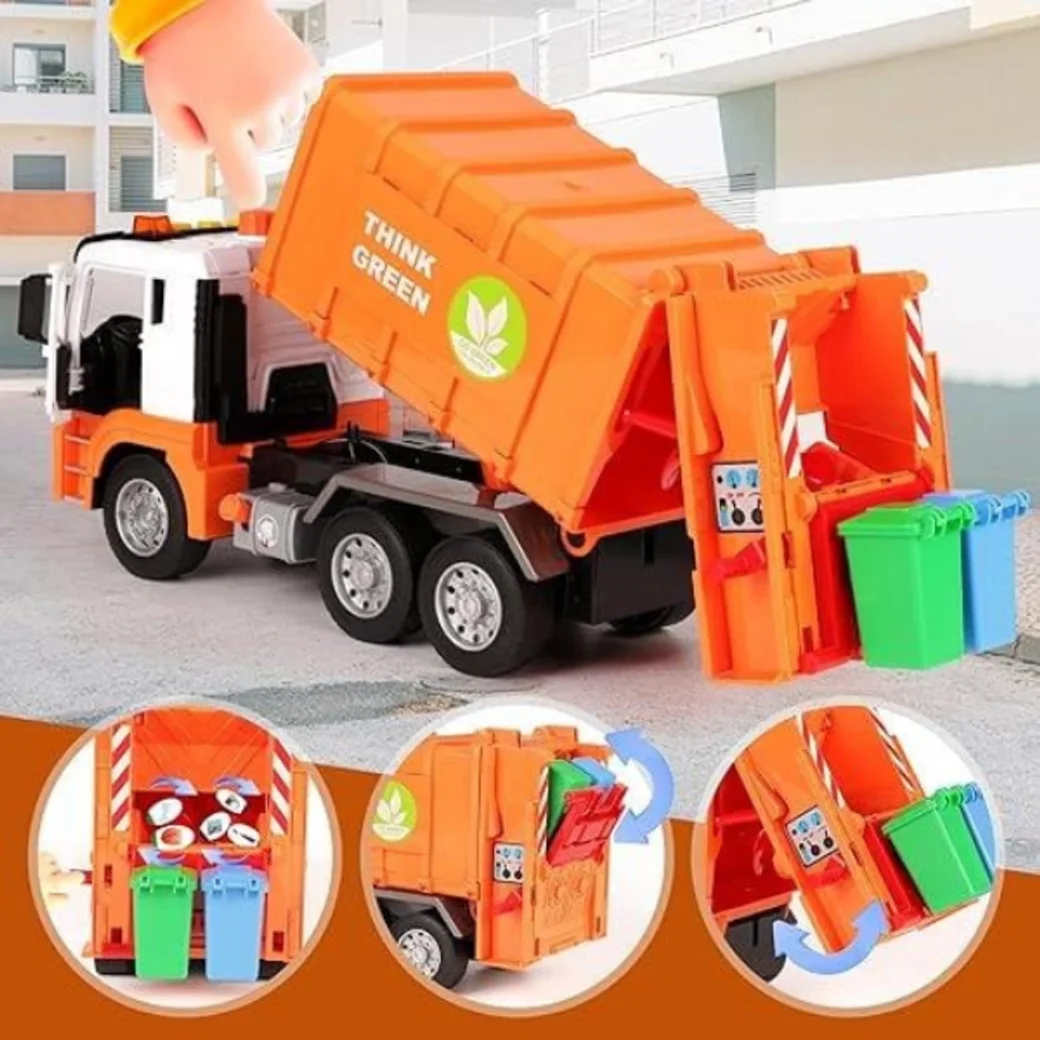 1:10 Camion de gunoi cu inerție "Think Green" (lumină / sunet)