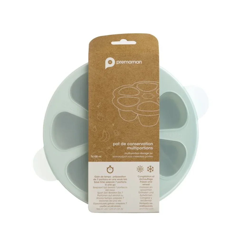 Recipient din silicon cu capac Premaman Green, 7x100 ml