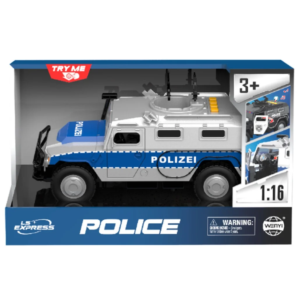 1:16 Jeep de poliție cu inerție (lumini /sunete / ușile se deschid)