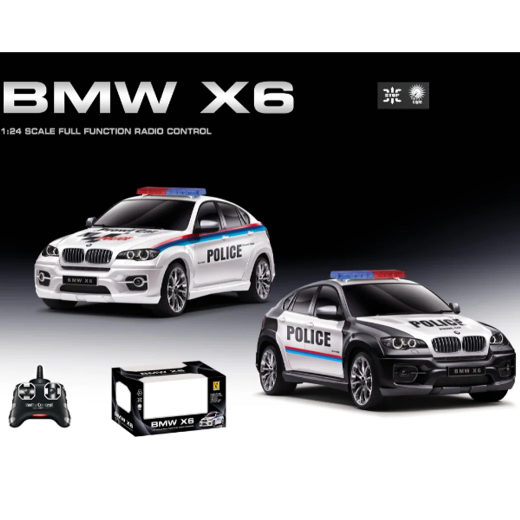 BMW X6 1:24 полицейская машина на пульте управления, 2 цвета