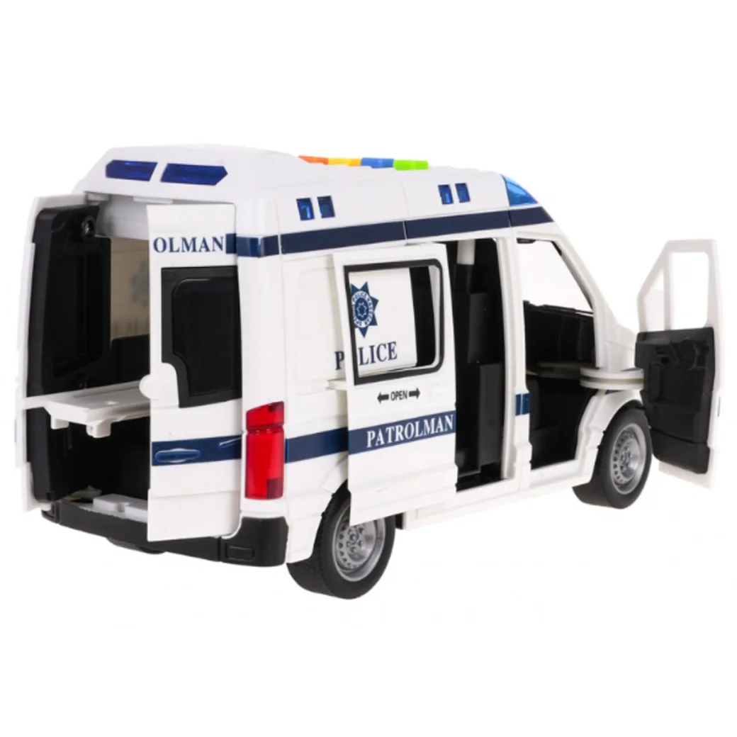 1:16 Mașina de poliție cu inerție (lumini /sunete / ușile se deschid)