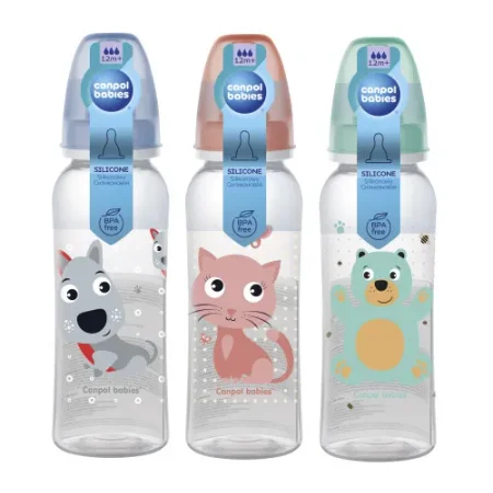 canpol 11/841 biberon din tritan "happy animals" 250 ml. ( 12+)