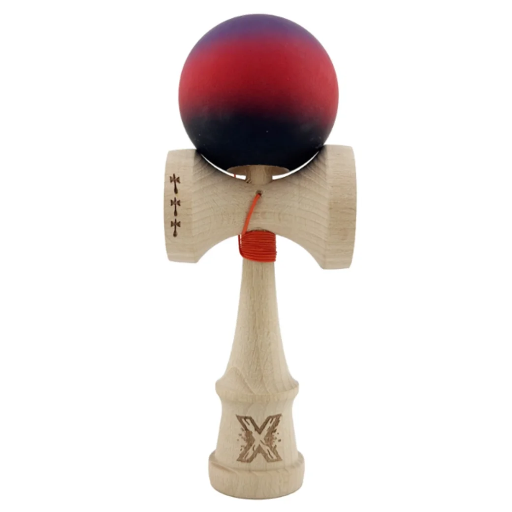 "Kendama X Original", Profesionala, Flippy, Rulment Metalic, Ața 55 cm, Cupe Mari, 7 х 6 х 18 cm, gradient mov-roșu