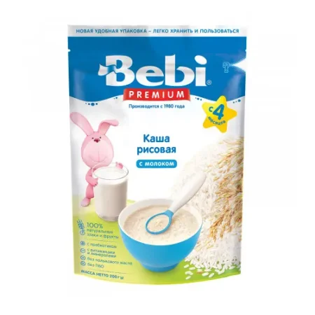 bebi premium terci de orez cu lapte (4 m+) 200 gr.