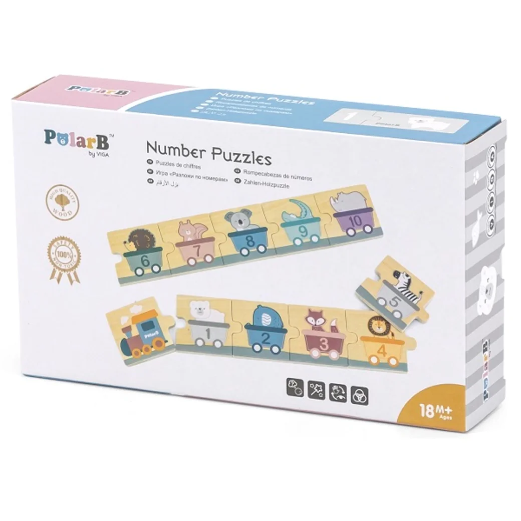 Puzzle din lemn „Numere și animale”