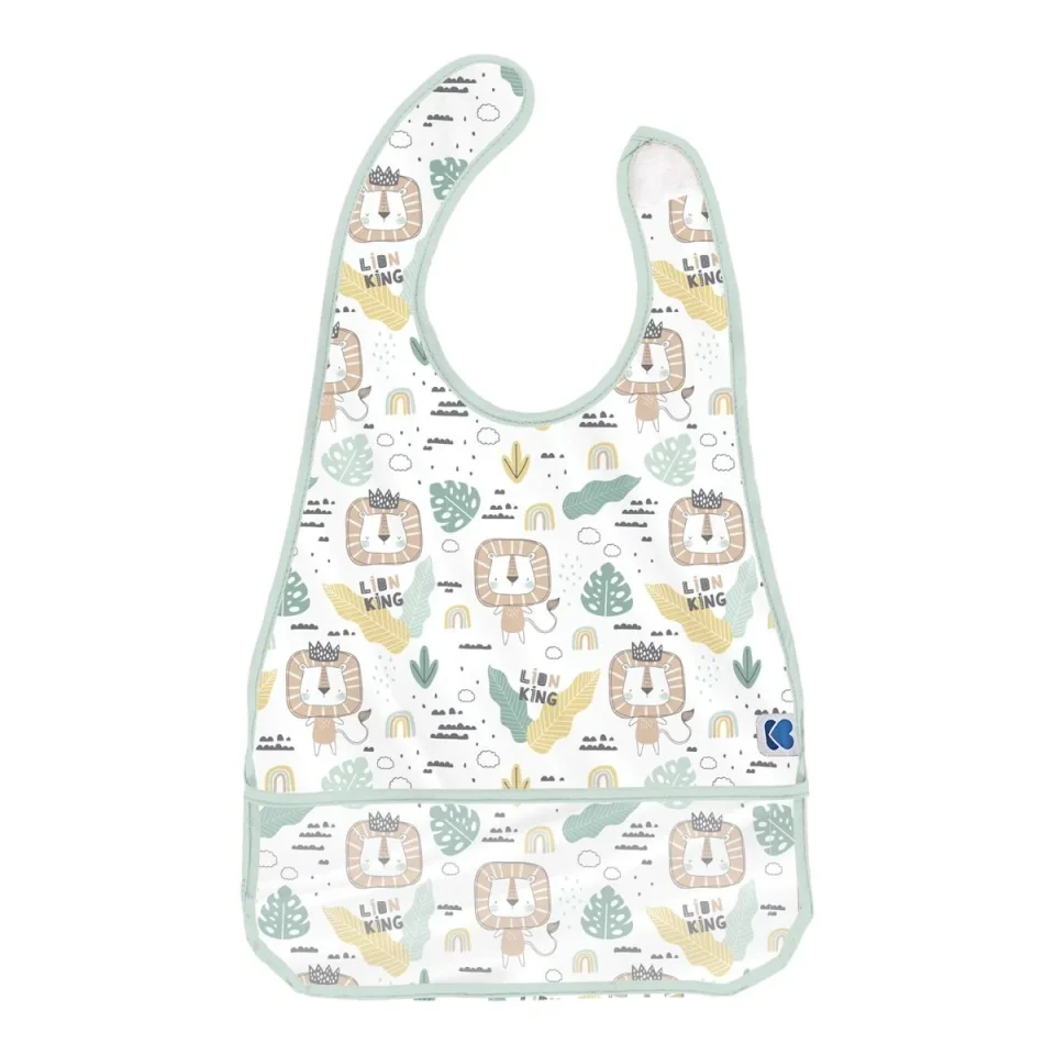 Baveta impermeabila cu buzunar KikkaBoo Savanna Pattern Mint