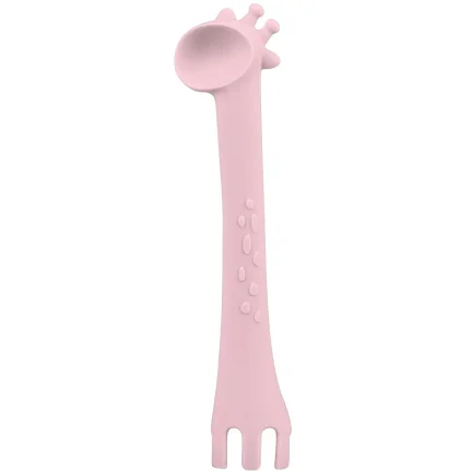 Lingurita de silicon KikkaBoo Giraffe Roz foto